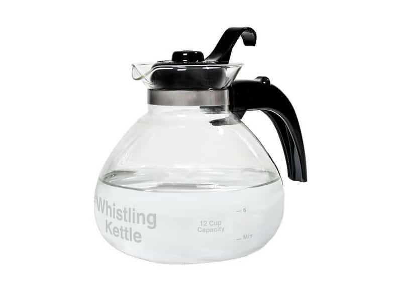 Cafe Brew 12-Cup Glass Stovetop Whistling Kettle